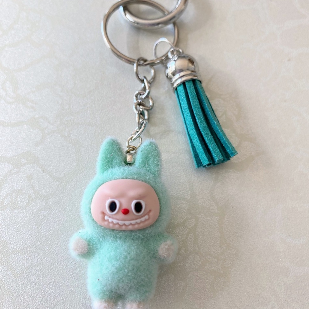 Mint Green Plush Labubu Keychain Toy - Picture 2 of 4
